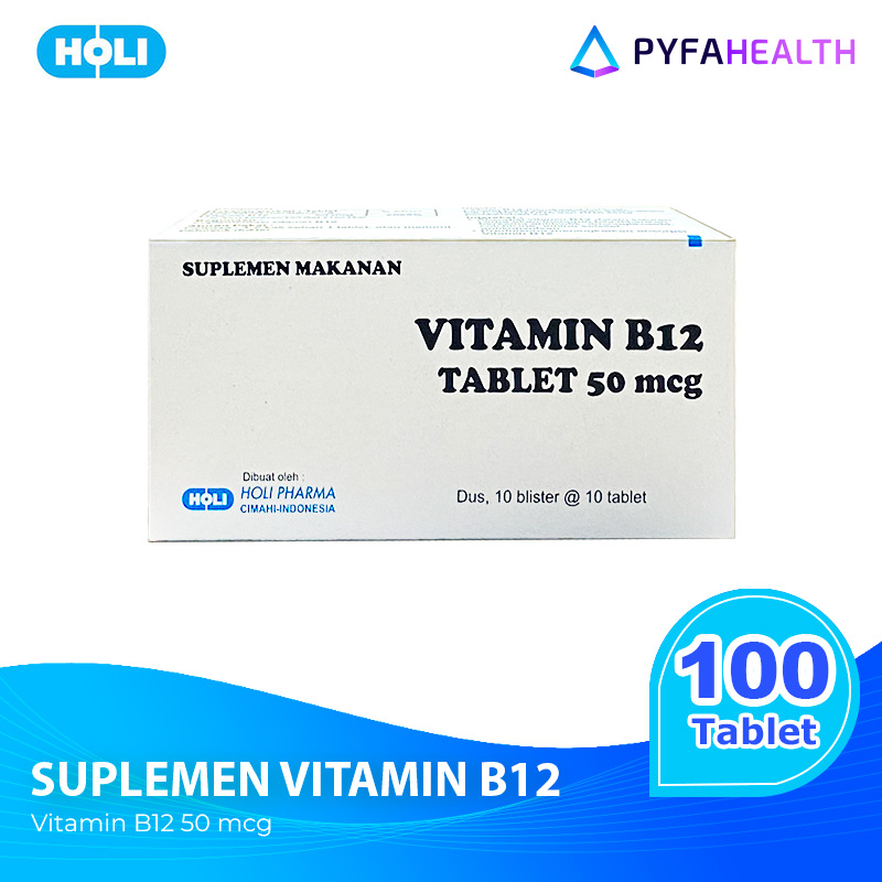 Jual ProdukVitamin B12 50 Mcg Suplementasi Vitamin B12 @ 100 Tablet